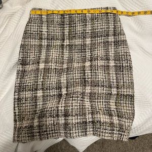 J. Crew Cream Tweed Metallic Gold Pencil Skirt